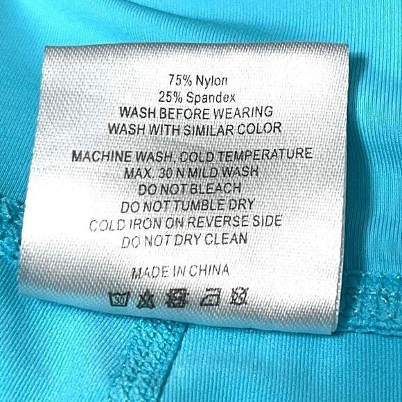 ZYIA Turquoise Blue Mesh Inset High Rise Cropped Leggings 12 - Picture 5 of 9